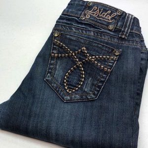 VINTAGE L.A. IDOL PREMIUM STRAIGHT JEANS 7/26x32 SMOKE COLORED STUDS 💎